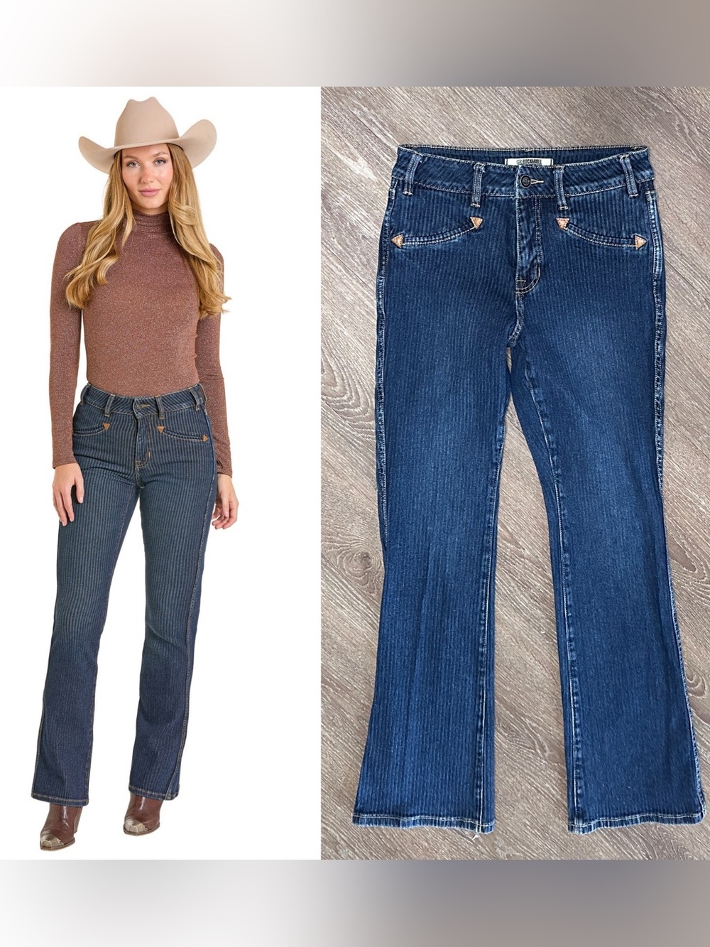 Rock N  Roll West
Desperado High Rise Jacquard 
Striped Blue Jeans Size 28 X 32